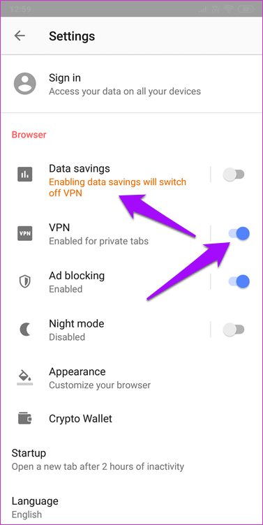 Cómo usar VPN en Opera en Android