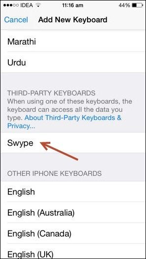 Instale el teclado Swype en iPhone y otros dispositivos iOS