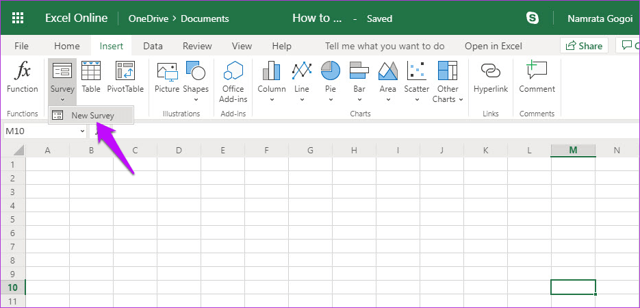 Cómo crear encuestas gratuitas en Microsoft Excel Online