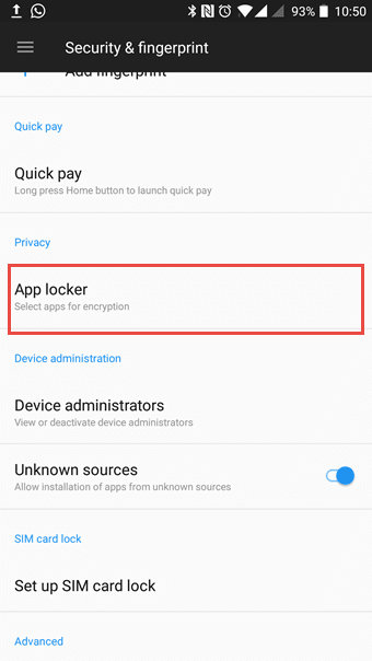 Cómo ocultar o bloquear aplicaciones y archivos en OnePlus 5
