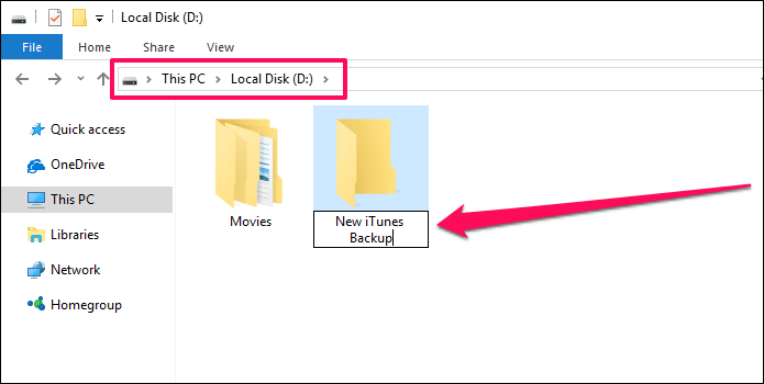 Cómo cambiar la ubicación de la copia de seguridad de iTunes en Windows 10