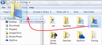 Agregar programas, archivos a la lista de favoritos en el Explorador de Windows