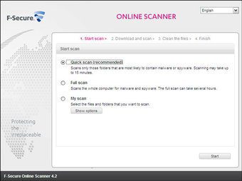 F-Secure Online Scanner para localizar spyware y malware en su computadora