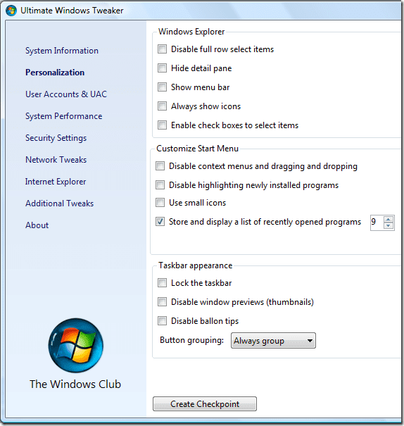 Ultimate Windows Tweaker para Windows 7 y Vista